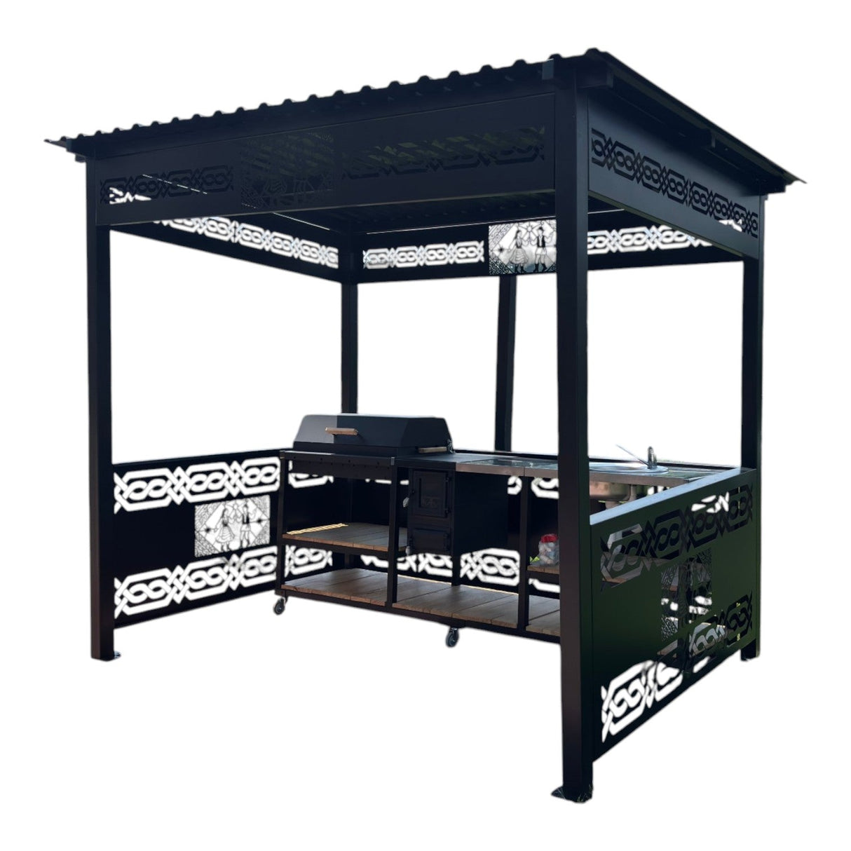 Pergola| foisor| Ansamblu de gatit modular|bucatarie de gradina| gratar gardina carbuni| plita| sobita| blat inox| chiuveta - BUZ.RO