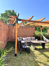 Pergola foisor pavilion lemn pentru gradina sau curte, conectori metalici, umbrar curte - BUZ.RO