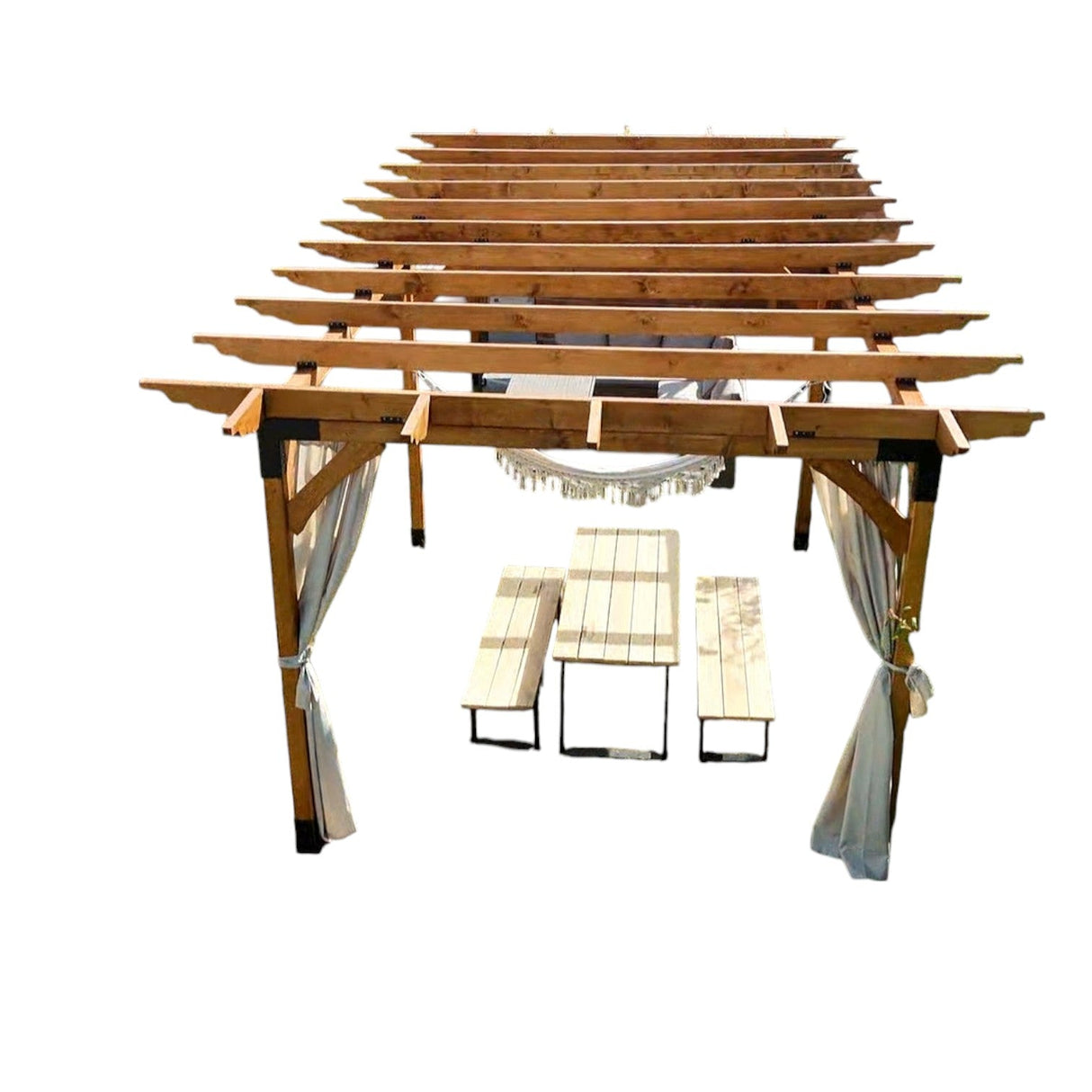 Pergola foisor pavilion lemn pentru gradina sau curte, conectori metalici, umbrar curte - BUZ.RO