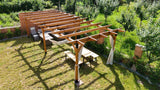 Pergola foisor pavilion lemn pentru gradina sau curte, conectori metalici, umbrar curte - BUZ.RO