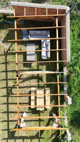 Pergola foisor pavilion lemn pentru gradina sau curte, conectori metalici, umbrar curte - BUZ.RO