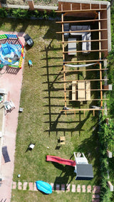 Pergola foisor pavilion lemn pentru gradina sau curte, conectori metalici, umbrar curte - BUZ.RO