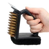 Perie curatare gratar| Kinghoff| Maner ergonomic| Compatibilitate universala| 3 in 1|perie sarma|spatula|burete