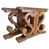 Picioare masa lemn, set 2 bucati, mobilier dining, model rustic, tei, 92x 71 cm - BUZ.RO