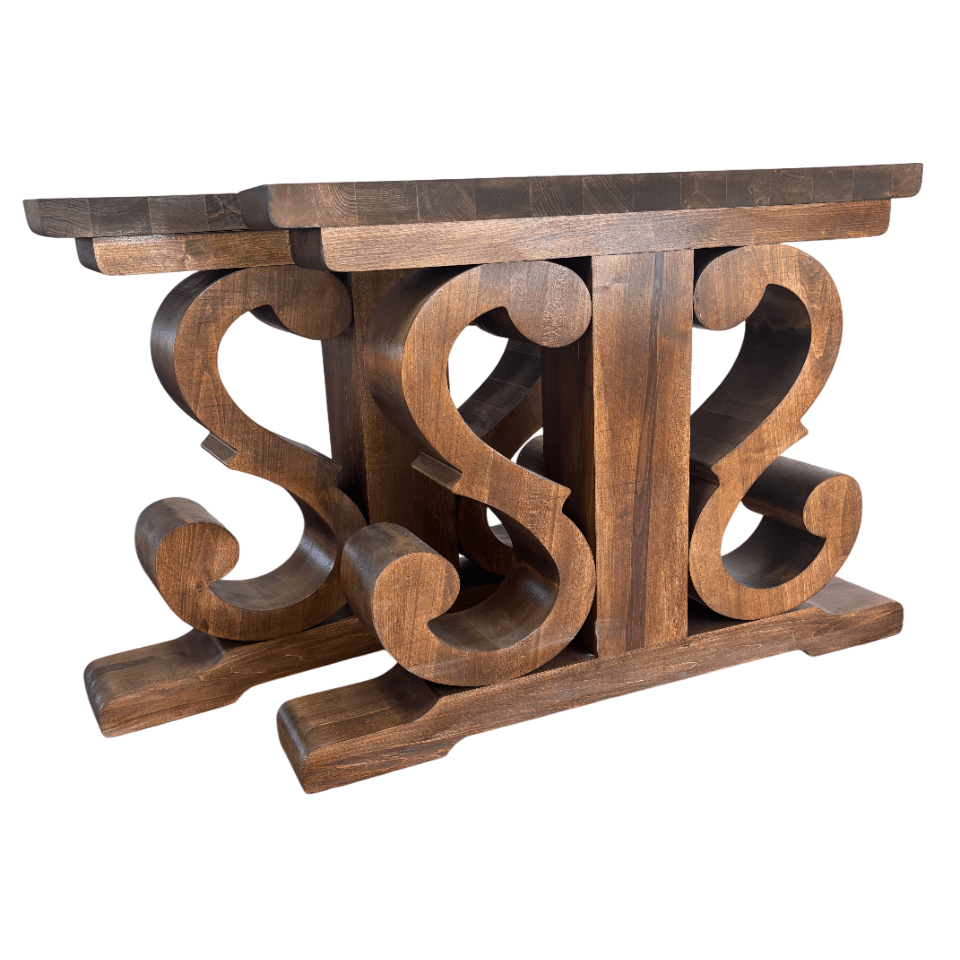 Picioare masa lemn, set 2 bucati, mobilier dining, model rustic, tei, 92x 71 cm - BUZ.RO