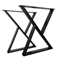 Picioare metalice masa, set metal, 2 bucati, mobilier dining, 65x8x73 cm NEGRU