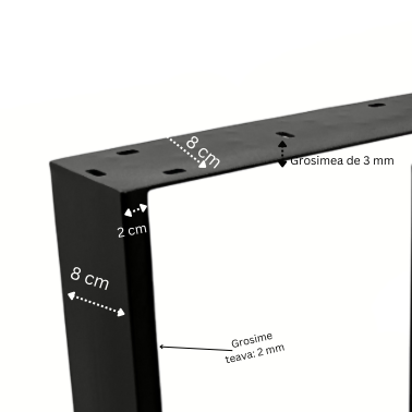 Picioare metalice masa, set metal, 2 bucati, mobilier dining, 60 x 8 cm x 73 cm