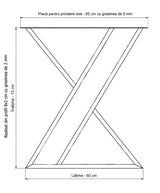 Picioare metalice masa, set metal, 2 bucati, mobilier dining, 65x8x73cm