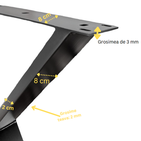 Picioare metalice masa, set metal, 2 bucati, mobilier dining, 65x8x72 cm