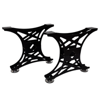 Picioare metalice masa, set metal, 2 bucati, mobilier dining, NEGRU