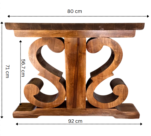 Picioare masa lemn, set 2 bucati, mobilier dining, model rustic, tei,  92x 71 cm
