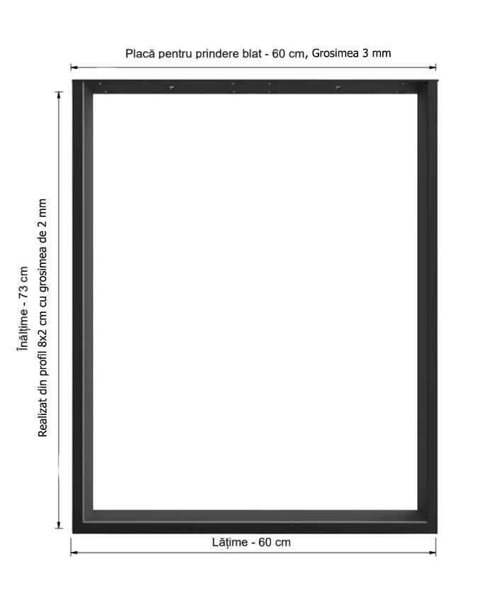 Picioare metalice masa, set metal, 2 bucati, mobilier dining, 60 x 8 cm x 73 cm - BUZ.RO