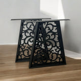 Picioare metalice masa, set metal, 2 bucati, mobilier dining, 60 x 8 x 73cm - BUZ.RO
