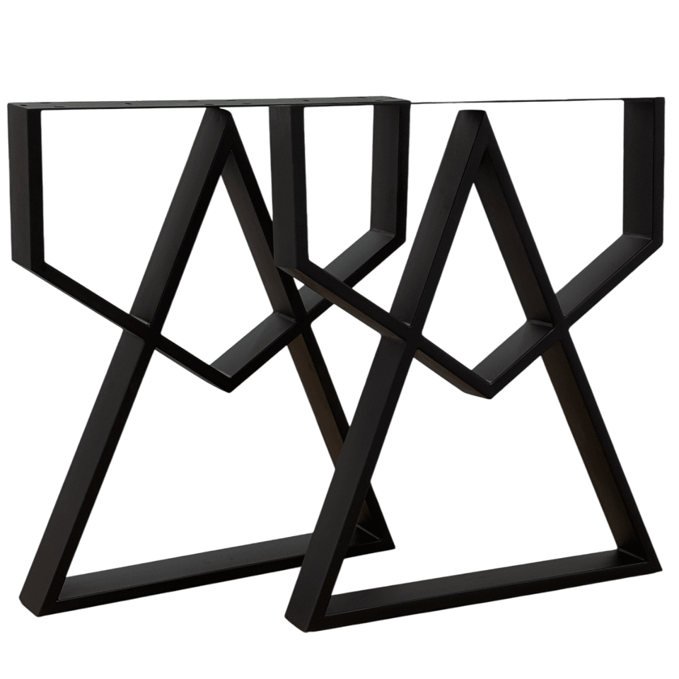 Picioare metalice masa, set metal, 2 bucati, mobilier dining, 60cm x8 cm x72cm NEGRU - BUZ.RO