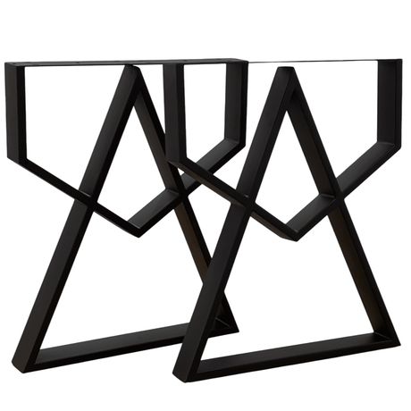 Picioare metalice masa, set metal, 2 bucati, mobilier dining, 60cm x8 cm x72cm NEGRU - BUZ.RO