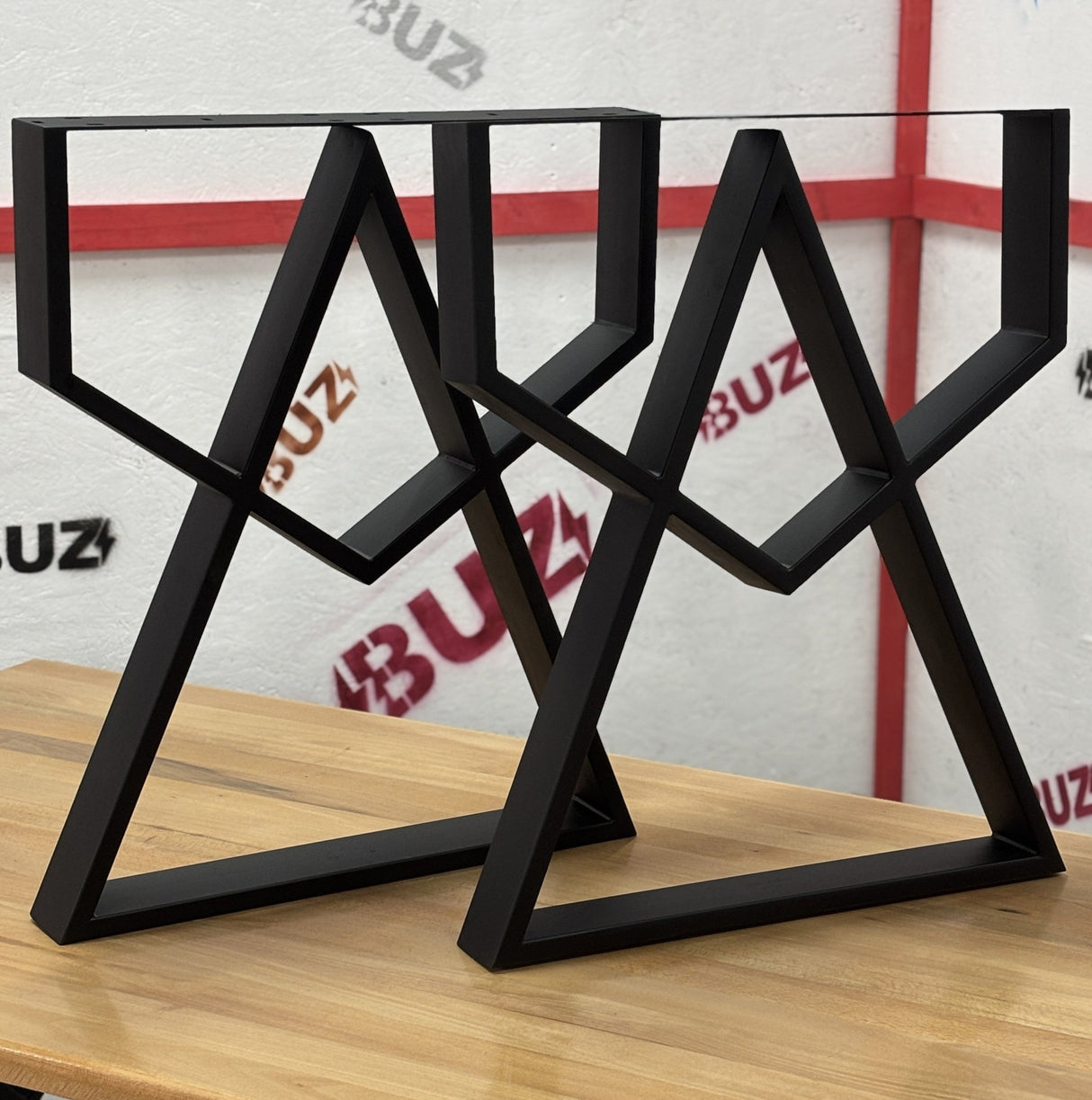 Picioare metalice masa, set metal, 2 bucati, mobilier dining, 60cm x8 cm x72cm NEGRU - BUZ.RO