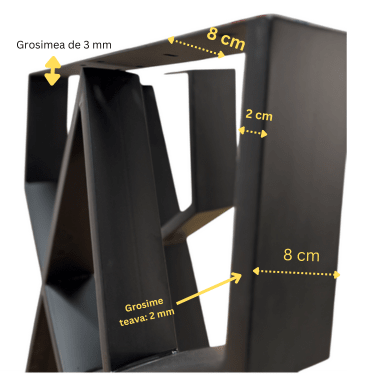 Picioare metalice masa, set metal, 2 bucati, mobilier dining, 60cm x8 cm x72cm NEGRU - BUZ.RO