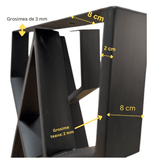Picioare metalice masa, set metal, 2 bucati, mobilier dining, 60cm x8 cm x72cm NEGRU - BUZ.RO