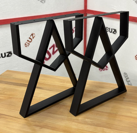 Picioare metalice masa, set metal, 2 bucati, mobilier dining, 60cm x8 cm x72cm NEGRU - BUZ.RO