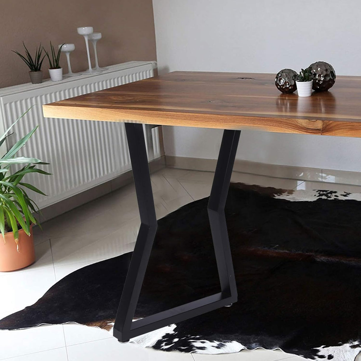 Picioare metalice masa, set metal, 2 bucati, mobilier dining, 65 x 73 x 8 cm - BUZ.RO