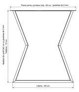 Picioare metalice masa, set metal, 2 bucati, mobilier dining, 65 x 73 x 8 cm - BUZ.RO