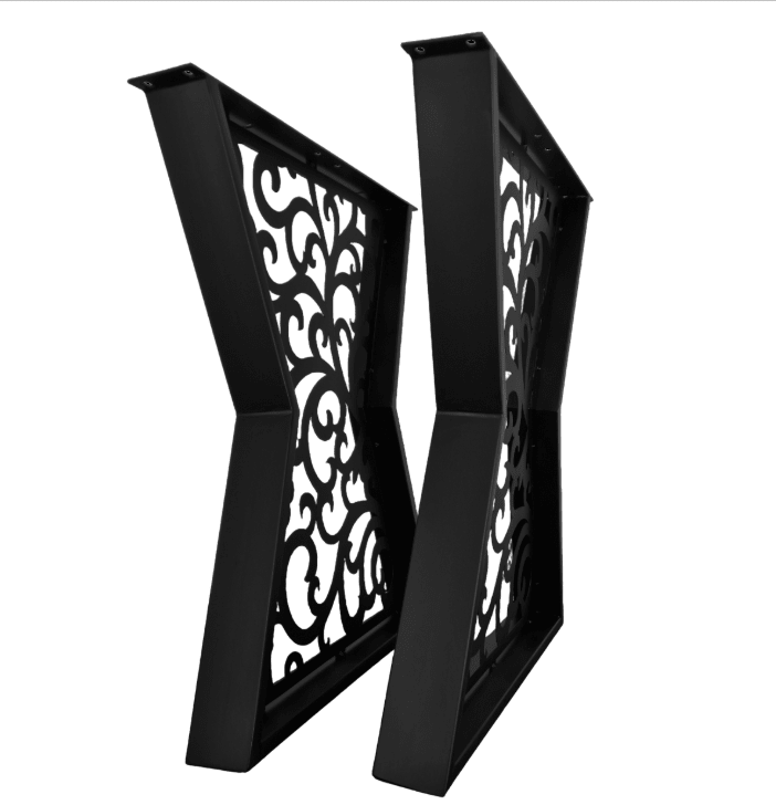 Picioare metalice masa, set metal, 2 bucati, mobilier dining, 65 x 8 x 73 cm NEGRU - BUZ.RO