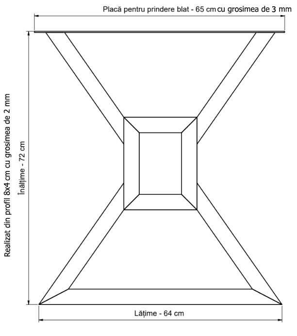 Picioare metalice masa, set metal, 2 bucati, mobilier dining, 65x8x72 CM - BUZ.RO
