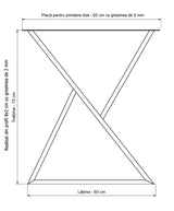 Picioare metalice masa, set metal, 2 bucati, mobilier dining, 65x8x73 cm - BUZ.RO