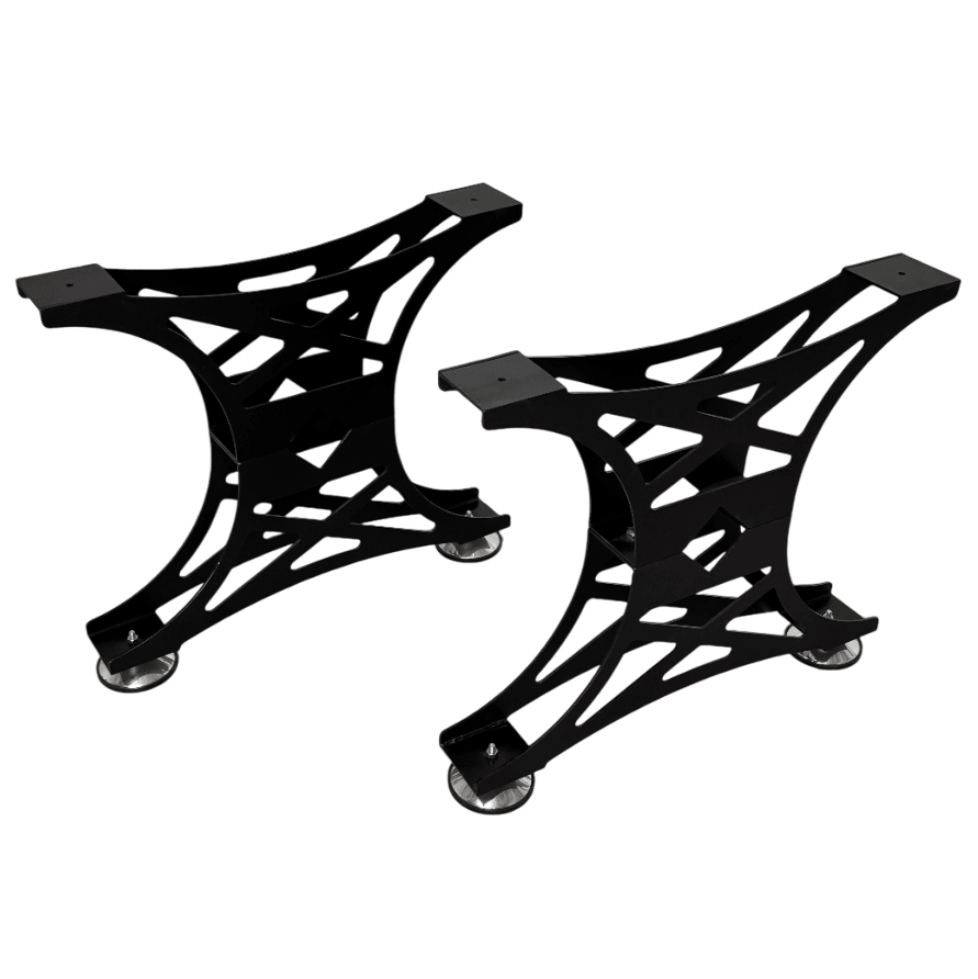 Picioare metalice masa, set metal, 2 bucati, mobilier dining, NEGRU - BUZ.RO