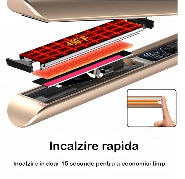 Placa de par, indreptat si ondulat parul, cu ceramica si turmalina, maxim 230, incalzire rapida - BUZ.RO