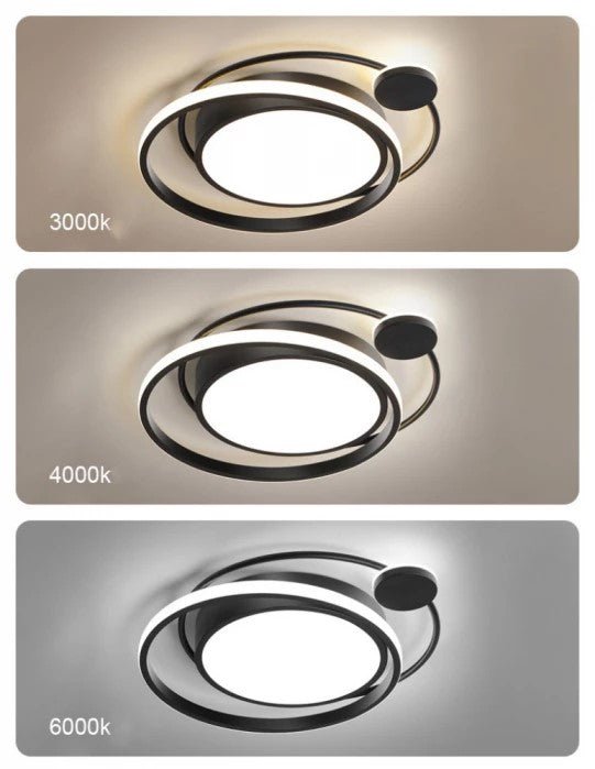 Plafoniera lustra LED, moderna, aluminiu, 3 culori, telecomanda integrata, 37X46.5 cm - BUZ.RO