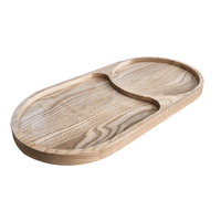 Platou Servire Frasin | 2 Compartimente | 45x22x2cm | Lemn Masiv | Ulei Natural
