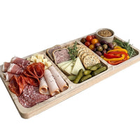 Platou Servire Frasin | 3 Compartimente | 45x21x2cm | Lemn Masiv | Ulei Natural