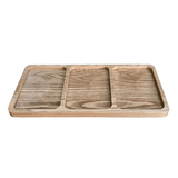 Platou Servire Frasin | 3 Compartimente | 45x21x2cm | Lemn Masiv | Ulei Natural - BUZ.RO
