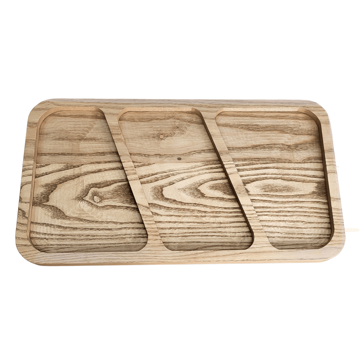 Platou Servire Frasin | 3 Compartimente | 45x25x2cm | Lemn Masiv | Ulei Natural - BUZ.RO
