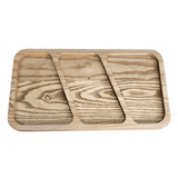 Platou Servire Frasin | 3 Compartimente | 45x25x2cm | Lemn Masiv | Ulei Natural - BUZ.RO