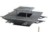 Plita gratar cu focar,grill si suport ceaun sau disc, Firepit, incorporabil, 95x95 cm - BUZ.RO