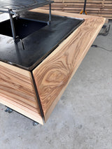 Plita gratar cu focar,grill si suport ceaun sau disc, Firepit, incorporabil, 95x95 cm - BUZ.RO