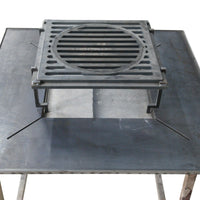 Plita gratar cu focar,grill si suport ceaun sau disc, Firepit, incorporabil, 95x95 cm