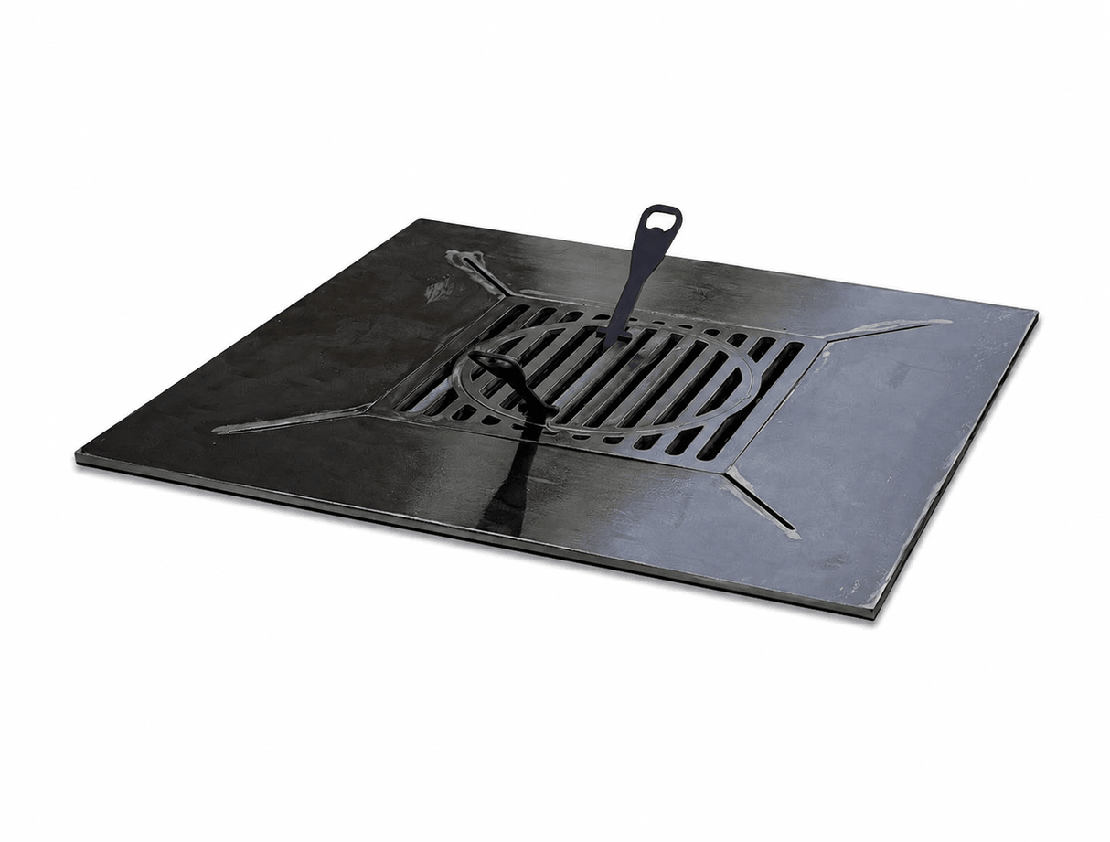 Plita gratar| focar 75x75 cm| grill |suport ceaun sau disc| 8, 10 mm grosime plita - BUZ.RO