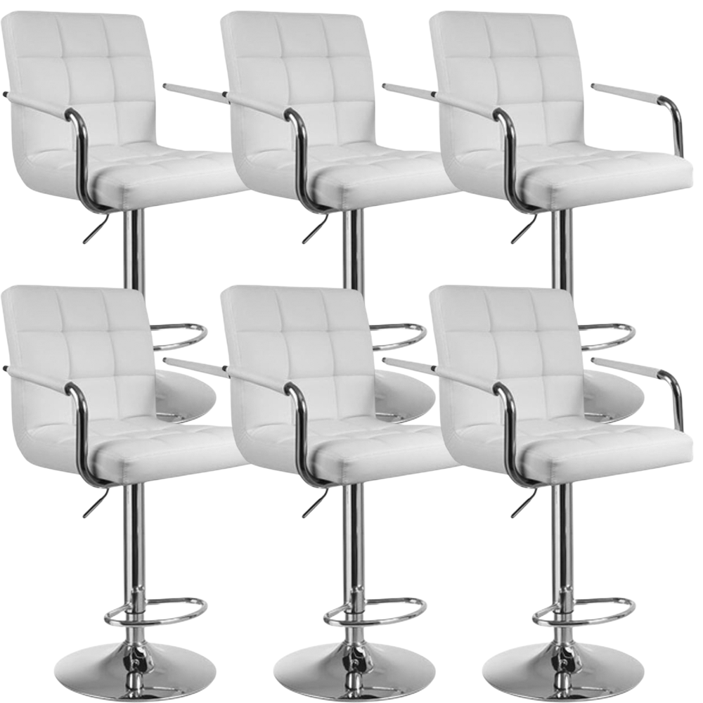 Set scaune salon/bar, reglabil, hidraulic, picior static, alb/negru – design modern