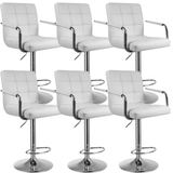 Set scaune salon/bar, reglabil, hidraulic, picior static, alb/negru – design modern