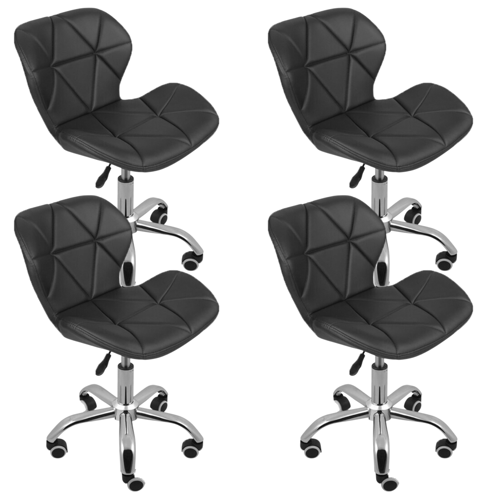 Set scaune cu roti si inaltime reglabila pentru salon, cosmetica, birou, Negru/ALB