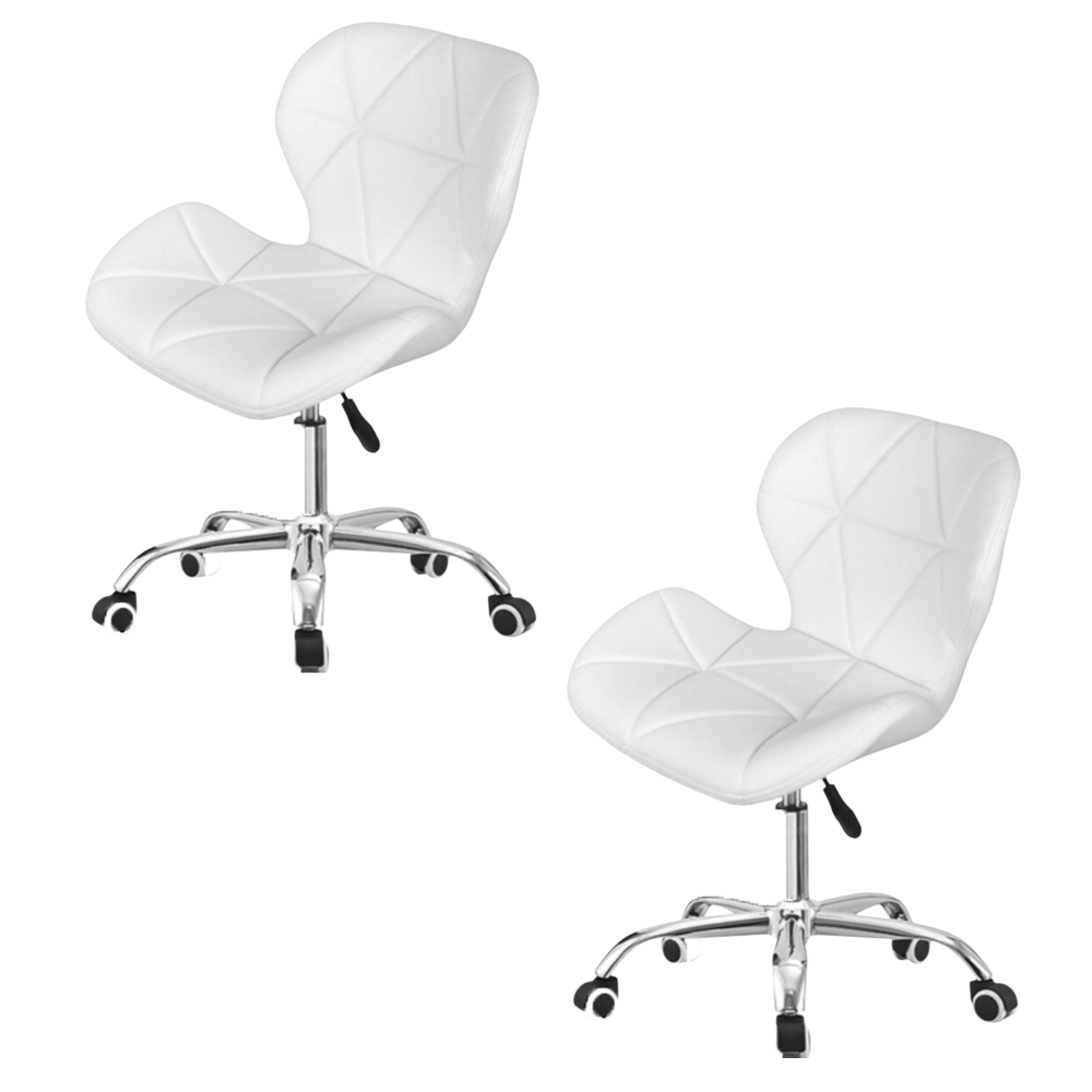 Set scaune cu roti si inaltime reglabila pentru salon, cosmetica, birou, Negru/ALB