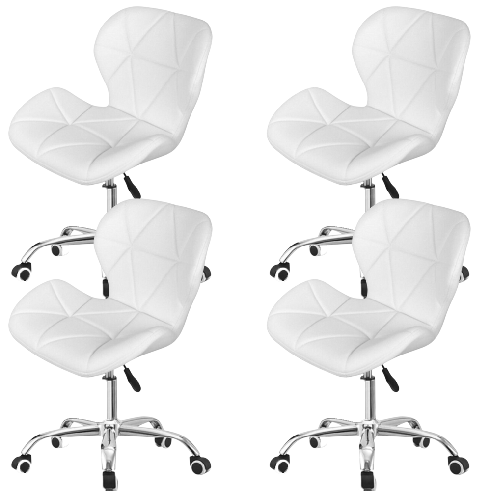 Set scaune cu roti si inaltime reglabila pentru salon, cosmetica, birou, Negru/ALB