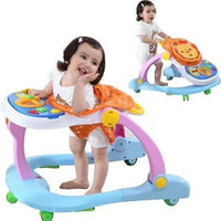 Premergator cu antepremergator 4 in 1 convertibil, centru de activitati cu lumini si sunete, cu jucarii detasabile, maner, 0-36 luni, leu, multicolor