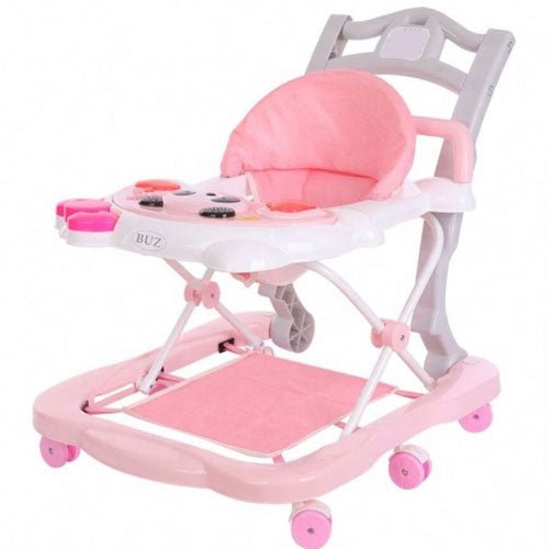 Premergator pentru bebe, cu centru activitati, muzica, lumini, reglabil, cu husa, roz - BUZ.RO
