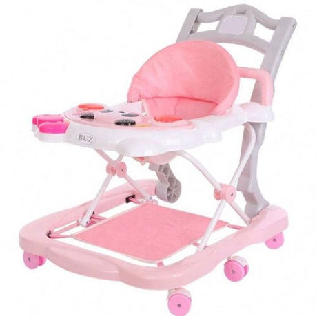 Premergator pentru bebe, cu centru activitati, muzica, lumini, reglabil, cu husa, roz - BUZ.RO