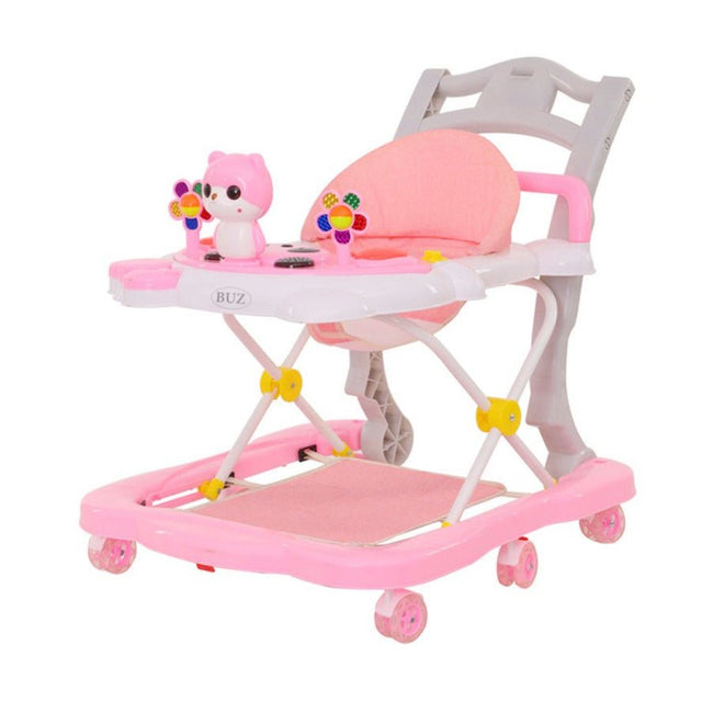 Premergator pentru bebe, cu centru activitati, muzica, lumini, reglabil, cu husa, roz - BUZ.RO