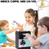 Pusculita, jucarie interactiva tip seif pentru copii albastru